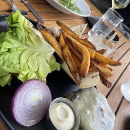 Regular burger was delicious! My friend enjoyed his pasta with pesto also. Regular burger was delicious! My friend enjoyed his pasta with pesto also.