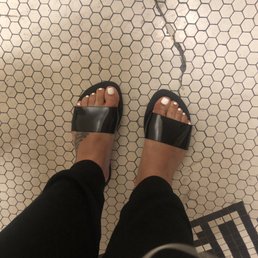Pedicure with regular polish .