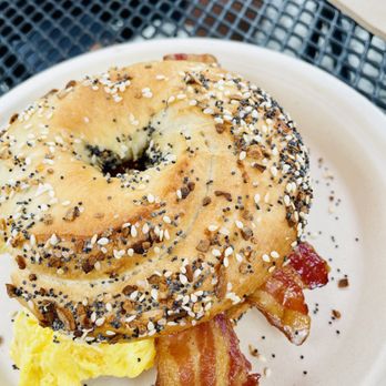 Hello, Good Pie - Bacon/egg/cheese on fresh everything bagel - Breakfast & Brunch Near Me - Belgrade Lakes, Maine Hello, Good Pie - Bacon/egg/cheese on fresh everything bagel - Breakfast & Brunch Near Me - Belgrade Lakes, Maine