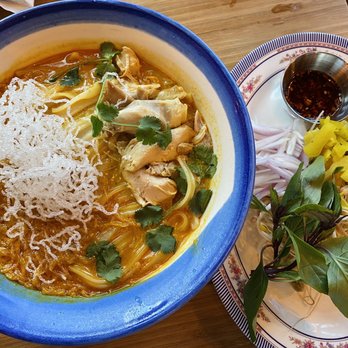 Khom Loi - Coconut curry noodles. We love it! We added another order after finishing the first one. - Thai Near Me - Sebastopol, California