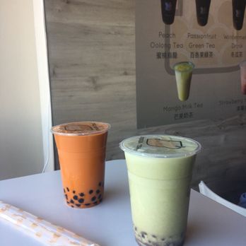 Bubbles&Tea - Matcha milk tea with red beans and Thai milk tea. - Bubble Tea Near Me - Rockville, Maryland