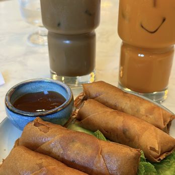 Ginger and Lemongrass - chicken and shrimp spring roll with thai ice tea and viet ice coffee - Vietnamese Near Me - Whitestone, New York