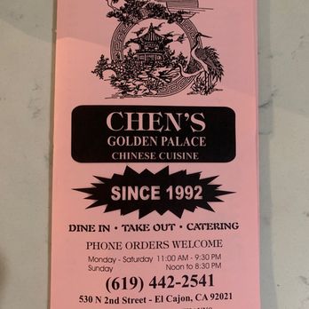 Chen Golden Palace - Menu - Chinese Near Me - El Cajon, California Chen Golden Palace - Menu - Chinese Near Me - El Cajon, California