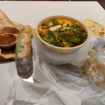 Pholicious - Seafood soup noodle + shrimp salad roll - Vietnamese Near Me - Vancouver, British Columbia
