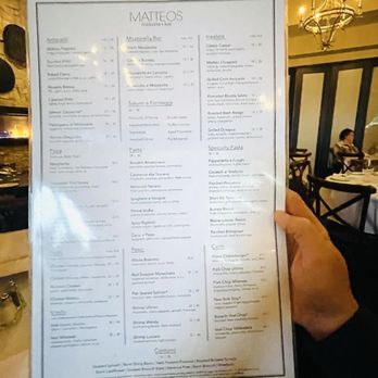 Matteo's Trattoria - Main menu - Italian Near Me - Huntington, New York