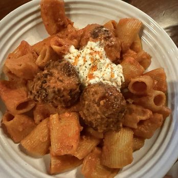 Sidequest - Rigatoni alla vodka with meatballs - Italian Near Me - Boise, Idaho Sidequest - Rigatoni alla vodka with meatballs - Italian Near Me - Boise, Idaho