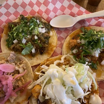 Sal y Limon - Marinated pork and pineapple, roasted lamb, chicken mole, pork belly tacos with hot sauce, guac and pico de gallo - Mexican Near Me - Surrey, British Columbia