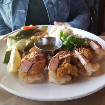 Lucky Dog Tavern - Baked Stuffed Shrimp w/fresh steamed veg medley and mashed potato. - American Near Me - North Smithfield, Rhode Island Lucky Dog Tavern - Baked Stuffed Shrimp w/fresh steamed veg medley and mashed potato. - American Near Me - North Smithfield, Rhode Island