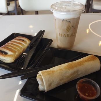 Haraz Coffee House - iced adeni, falafel roll, tiramisu cheesecake croissant - Coffee & Tea Near Me - Pleasanton, California