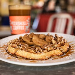 Peekskill Coffee - Delicious fall waffle with apples and walnuts