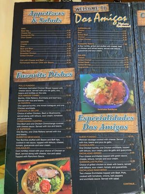 Menu photo 6 Dos Amigos Oregon, IL