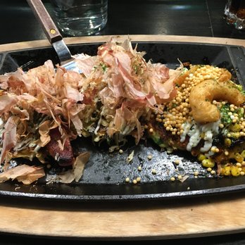 Gaijin - Osaka-style okonomiyaki flight....pork, chicken and shrimp. - Japanese Near Me - Chicago, Illinois
