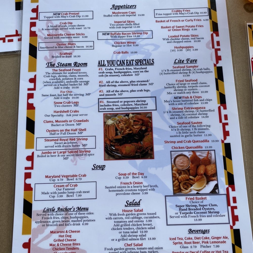 May's Seafood Restaurant - Menu - front - Seafood Near Me - Frederick, Maryland May's Seafood Restaurant - Menu - front - Seafood Near Me - Frederick, Maryland