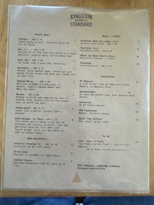 Menu photo 5 Kingston Standard Brewing Kingston, NY