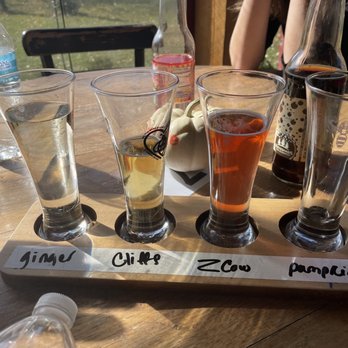 St  Ambrose Cellars - My flight, actually in order from least favorite (Ginger) to most favorite (Pumpkin.) We even bought a 4-pack to take home. - Wineries Near Me - Beulah, Michigan