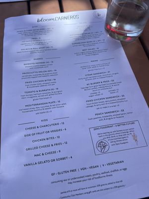 Menu photo 1 Bloom Carneros Sonoma, CA