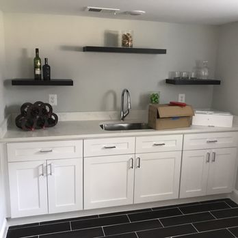 White Shaker Cabinets With Carrera Marmi Quartz Countertop Yelp