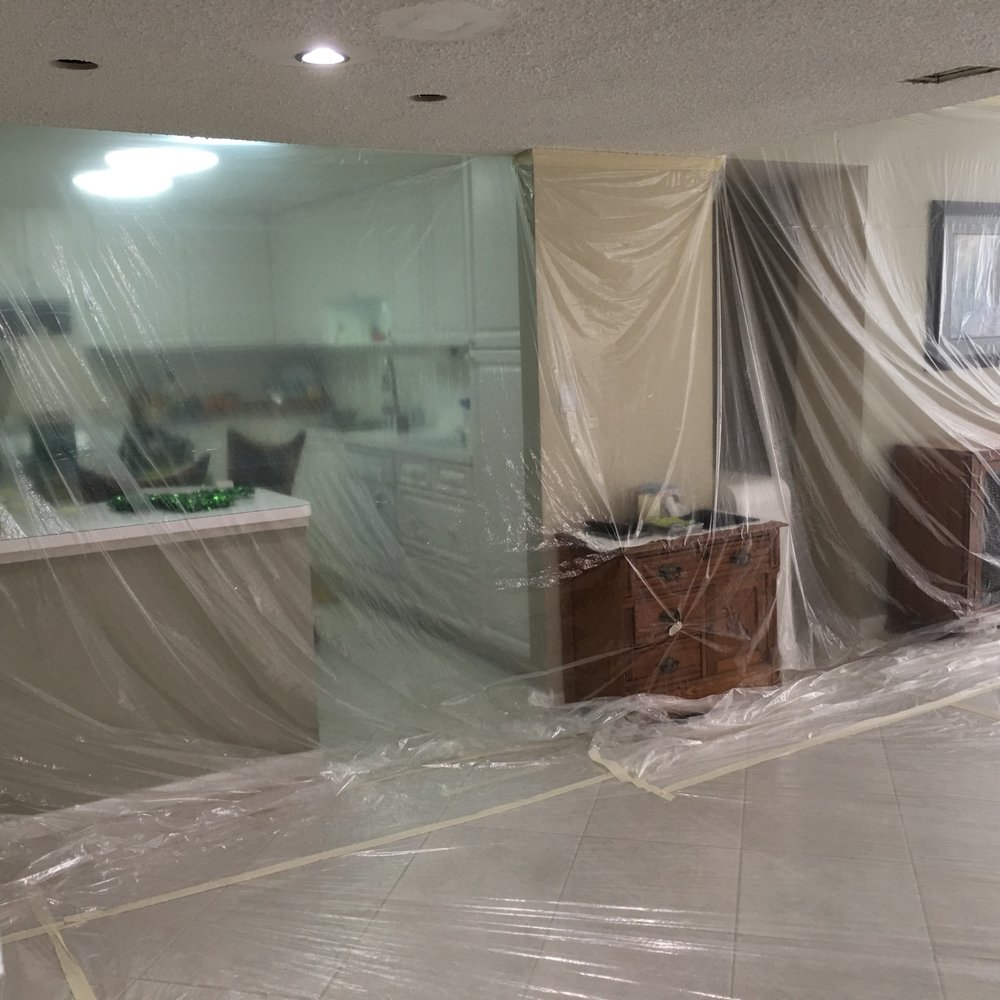 Blue Sky Popcorn Removal - Our condo was wrapped in plastic. - Drywall Installation & Repair Near Me - Margate, Florida Blue Sky Popcorn Removal - Our condo was wrapped in plastic. - Drywall Installation & Repair Near Me - Margate, Florida