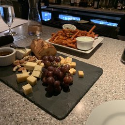 Cheese spread and truffle sweet potato fries. Cheese spread and truffle sweet potato fries.