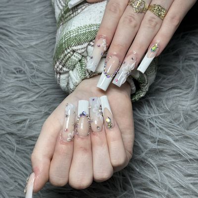 Acrylic Long Nails - Long acrylic nail sets with intricate and beautiful designs