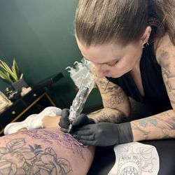 Uncle Bob's Tattoos - Tink hard at work!