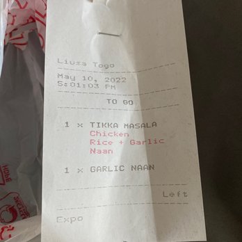 Masala WOk - Receipt - Indian Near Me - Austin, Texas