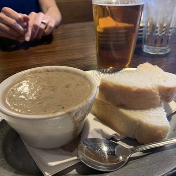 Cornish Pasty - Mushroom soup with walnuts and spinach. Side bread. - British Near Me - Las Vegas, Nevada Cornish Pasty - Mushroom soup with walnuts and spinach. Side bread. - British Near Me - Las Vegas, Nevada