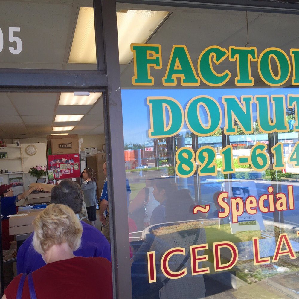 Factory Donuts - The outside is nothing special. - Donuts Near Me - Kirkland, Washington