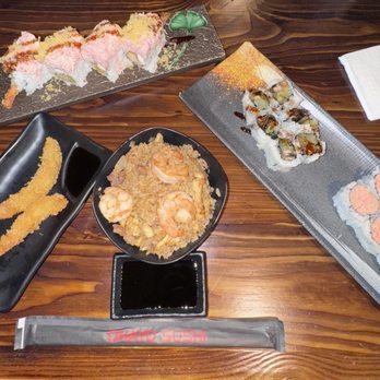 Ohayo Sushi - Shrimp Tempura, Combination Fried Rice, Crunchy Roll, Eel Roll, and Spicy Kani Roll - Japanese Near Me - Lewisville, Texas Ohayo Sushi - Shrimp Tempura, Combination Fried Rice, Crunchy Roll, Eel Roll, and Spicy Kani Roll - Japanese Near Me - Lewisville, Texas