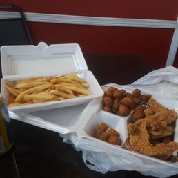 French fries okra and fish French fries okra and fish
