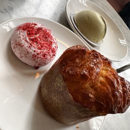 Monkey bread, raspberry meringue cloud, and a pineapple passionfruit matcha bombe Monkey bread, raspberry meringue cloud, and a pineapple passionfruit matcha bombe