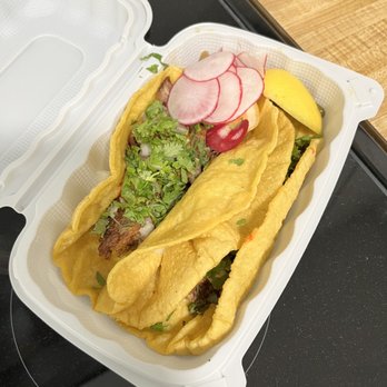 Salt & Pepper - 2 carnitas tacos. Grilled onions & jalapeño underneath. - Mexican Near Me - Patterson, California