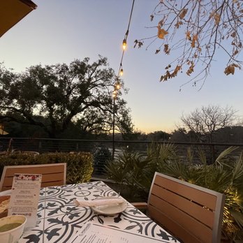 El Monumento - Patio dining overlooking Blue Hole and the lovely San Gabriel River - Mexican Near Me - Georgetown, Texas