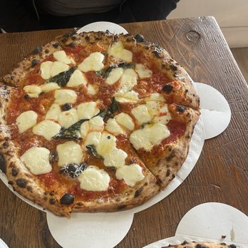 The Doughfellas - Margarita pizza and pizza with added pepperoni and sausage. - Pizza Near Me - Pompano Beach, Florida