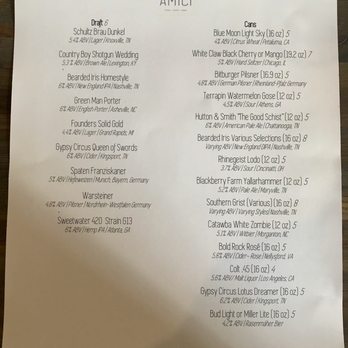 Amici - Drink Menu - Italian Near Me - Maryville, Tennessee