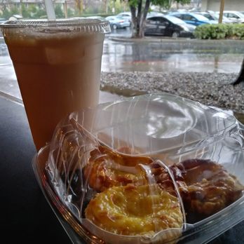 Euro Cafe - Large Chai Tea Latte ($4.95) and Natas ($1.95 each). Both VERY delicious! - Portuguese Near Me - Claremont, California Euro Cafe - Large Chai Tea Latte ($4.95) and Natas ($1.95 each). Both VERY delicious! - Portuguese Near Me - Claremont, California