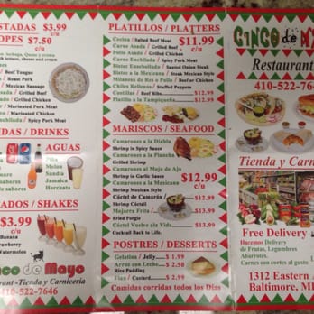Cinco de Mayo Dos - Menu Front - Meat Shops Near Me - Baltimore, Maryland Cinco de Mayo Dos - Menu Front - Meat Shops Near Me - Baltimore, Maryland