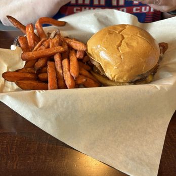 Pcg Artisanal Burgers - Elvis burger with sweet potato fries - Burgers Near Me - Winter Garden, Florida Pcg Artisanal Burgers - Elvis burger with sweet potato fries - Burgers Near Me - Winter Garden, Florida
