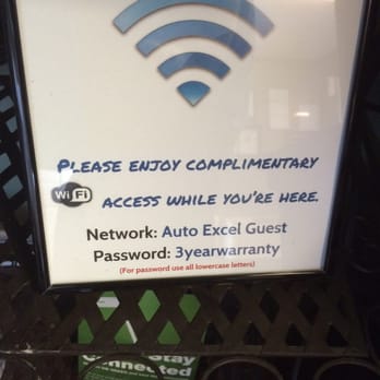 Auto Excel - Wifi pass for visitors - Auto Repair Near Me - Lexington, Kentucky Auto Excel - Wifi pass for visitors - Auto Repair Near Me - Lexington, Kentucky