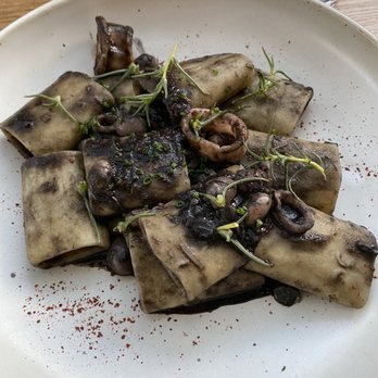 Octavia - Pacherri squid ink pasta ($23) - good, al dente, but tiny portion of squid. - New American Near Me - San Francisco, California