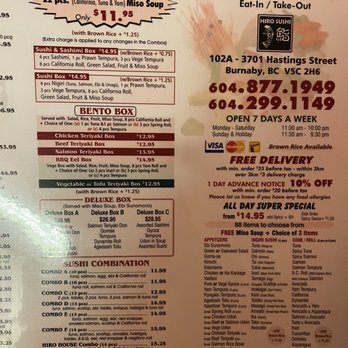 Hiro Sushi - Menu - Japanese Near Me - Burnaby, British Columbia