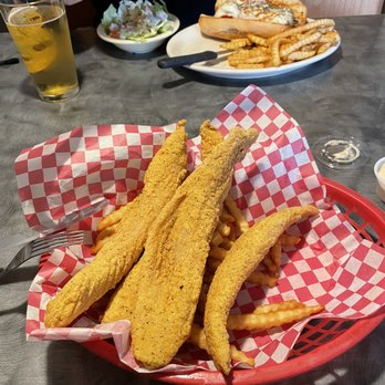 Jo's Gathern' Place - AYCE catfish basket and the meatball sub with a side salad. - New American Near Me - Springfield, Missouri