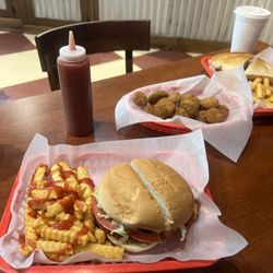 Red's Grill - Chicken Fried Steak Sandwich and Fried pickles