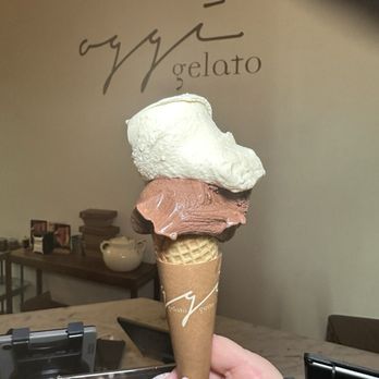 Oggi Gelato - Salted caramel & chocolate on cone - Gelato Near Me - Norwalk, Connecticut Oggi Gelato - Salted caramel & chocolate on cone - Gelato Near Me - Norwalk, Connecticut