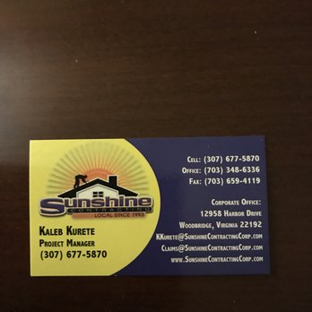 Sunshine Contracting - Same address and logo, appears to be the same business. - Roofing Near Me - Woodbridge, Virginia Sunshine Contracting - Same address and logo, appears to be the same business. - Roofing Near Me - Woodbridge, Virginia