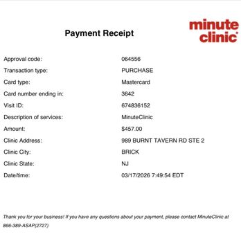 MinuteClinic at CVS - Overcharge.... Not itemized. Child seen for cold. - Walk-in Clinics Near Me - BRICK, New Jersey MinuteClinic at CVS - Overcharge.... Not itemized. Child seen for cold. - Walk-in Clinics Near Me - BRICK, New Jersey