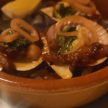 MariPili Tapas Bar - Scallop with pork jowl - Spanish Near Me - Seattle, Washington MariPili Tapas Bar - Scallop with pork jowl - Spanish Near Me - Seattle, Washington