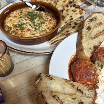 Fulton Market Kitchen - Warm Spicy Whipped Feta, FMK Meatballs - New American Near Me - Chicago, Illinois
