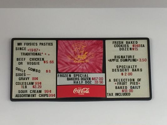Menu photo 2 Mr Foisies Pasties Cadillac, MI Menu photo 2 Mr Foisies Pasties Cadillac, MI