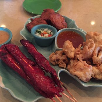 Thai Spice - Choose 3 appetizers Combo (beef satay, calamari, tod mun (fish cakes) - Thai Near Me - Indianapolis, Indiana Thai Spice - Choose 3 appetizers Combo (beef satay, calamari, tod mun (fish cakes) - Thai Near Me - Indianapolis, Indiana